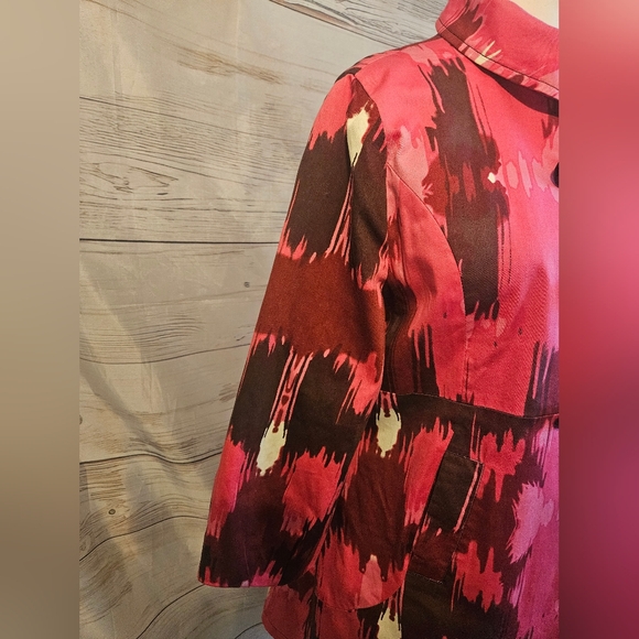 Appraisal Pink Ikat Print Double-Breasted Trench Coat – Size Approx. M - Picture 4 of 14